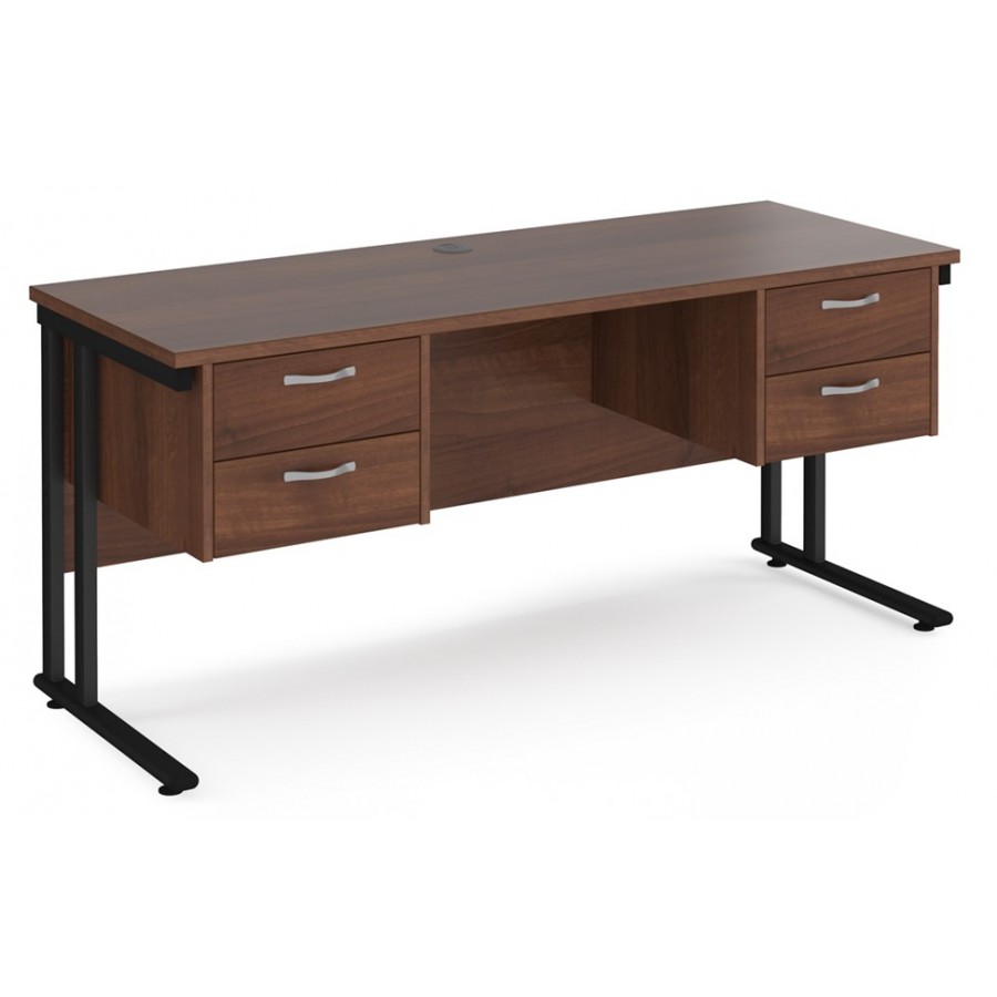 Maestro Cantilever Leg Straight Desk with Two Fixed Pedestals